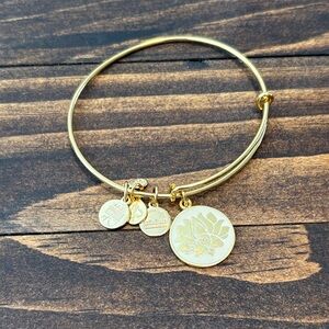 Alex and Ani Gold Lotus Charm Bracelet
